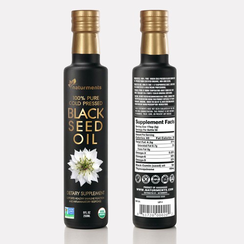Oil label with the title 'Design a Luxurious Natural supplement label'