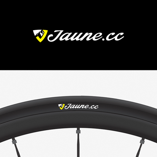 Bike logo with the title 'Mountain shield logo for JAUNE.CC tyre'