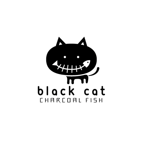 Charcoal design with the title 'Black Cat Charcoal Fish'