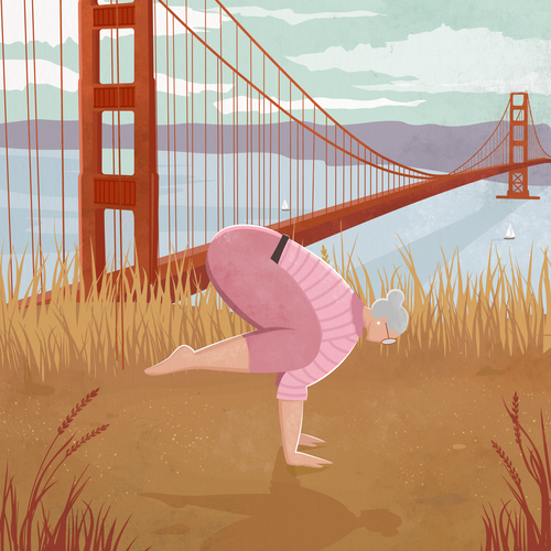 Yoga illustration with the title 'Yoga for Everyone illustrations for a calndar'