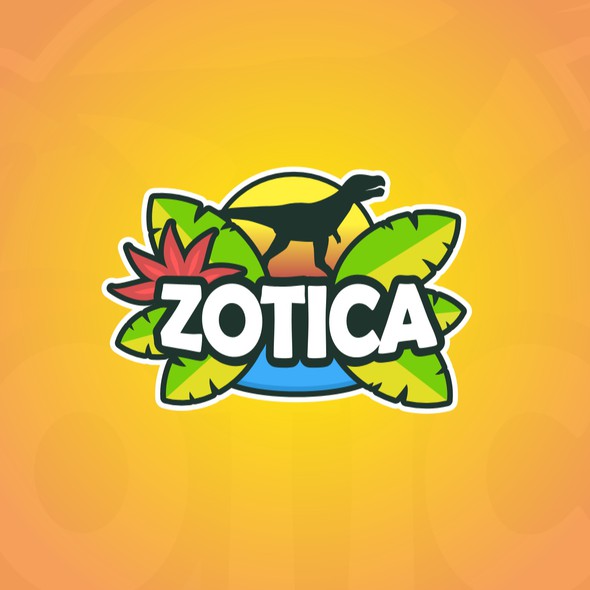 Zoo design with the title 'Bright tropical logo for gummies'