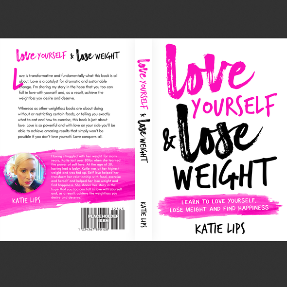 Maroon design with the title 'Typography Based book About Loving Yourself and Losing Weight'