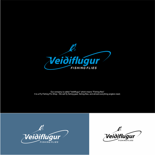 Fly fishing design with the title 'Logo concept for veidflugur fishing flies.'