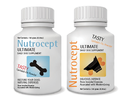 Canine design with the title 'product label for Nutrocept'