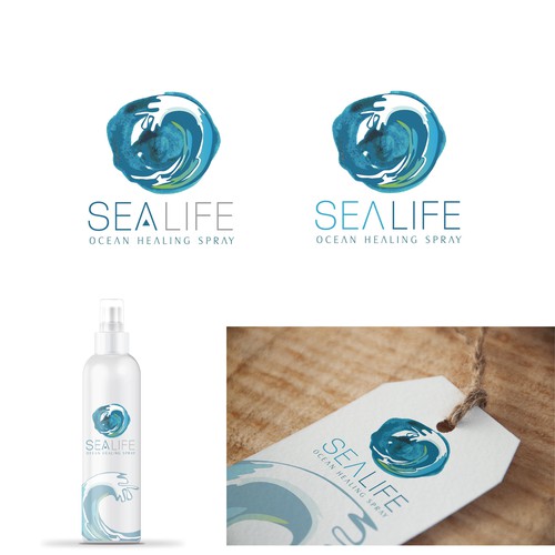 Cosmetics logo with the title 'Natural and organic healing spray '