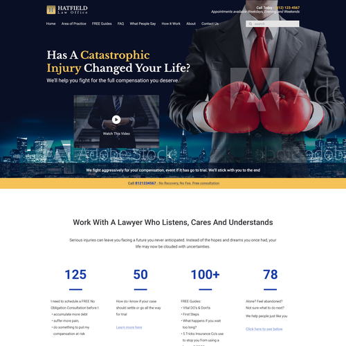 Lawyer website with the title 'Hatfield Law Office Webdesign'