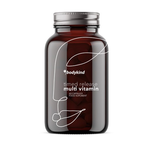 Branding label with the title 'Vitamin bottle'