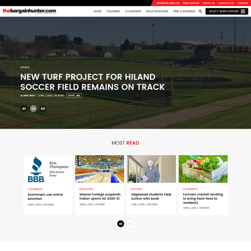 News website with the title 'News page'