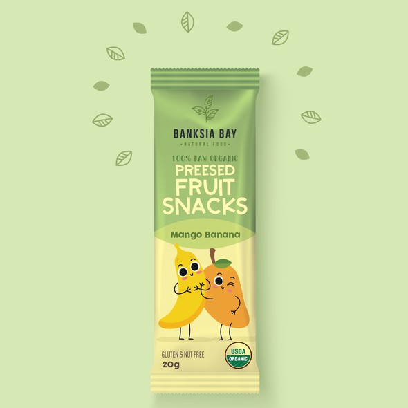 Raw packaging with the title 'Kids Fruit Snacks'