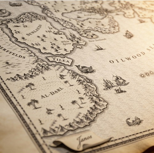 Map design with the title 'Fantasy Map'