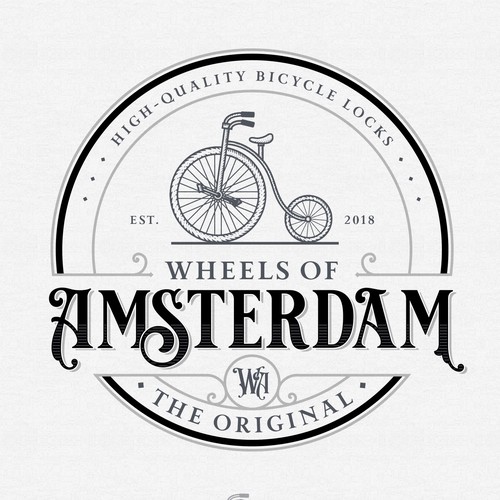 Bike logo with the title 'Wheels of Amsterdam'