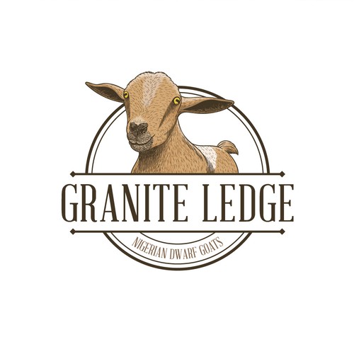 Mountain goat logo with the title 'Emblem Logo for Goat Breeder'