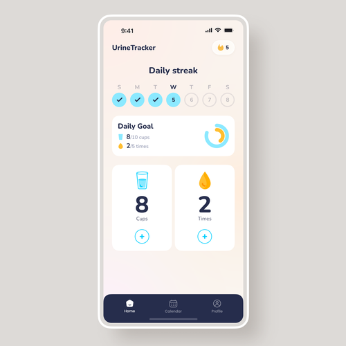 Minimal design with the title 'Urine tracker app'