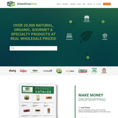 Supplement website with the title 'GreenDropShip'