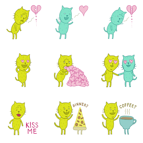 Cat design with the title 'Cat Stickers! Set of 20'