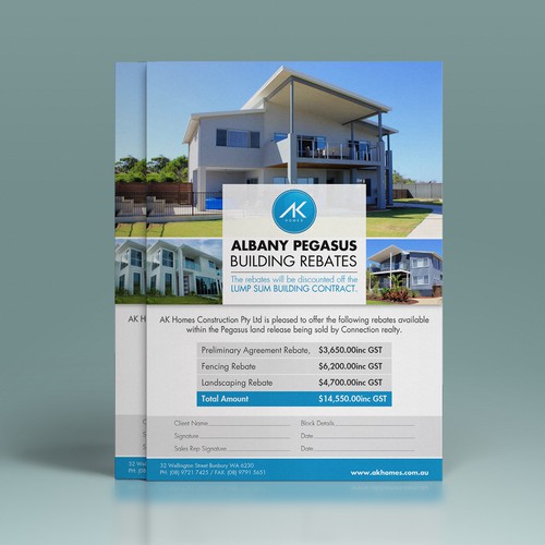 A4 design with the title 'Albany Pegasus A4 Leaflet'