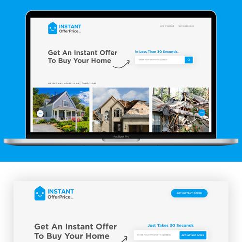 Real estate website with the title 'Website For InstantOfferPrice.com'