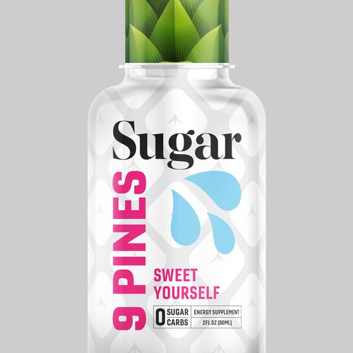 Creative label with the title 'SUGAR 9 PINES PACKAGING '