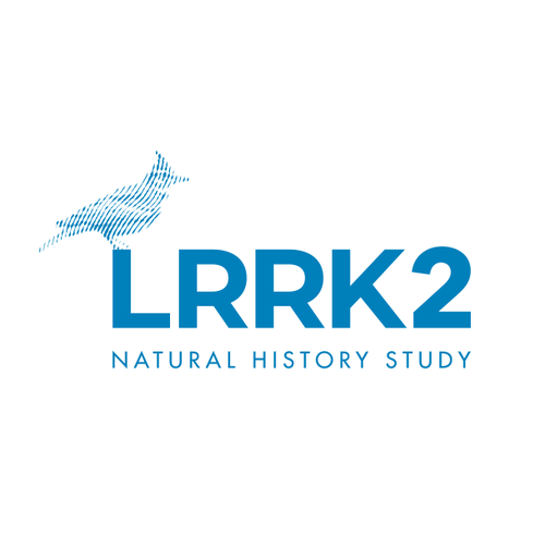 Line art logo with the title 'LRRK2'