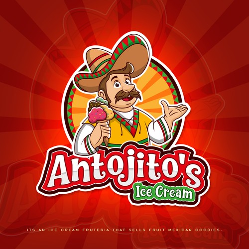 带有“Antojito’s冰淇淋”标题的水果标志