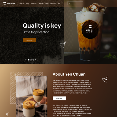 Product design website with the title 'beverage website design'