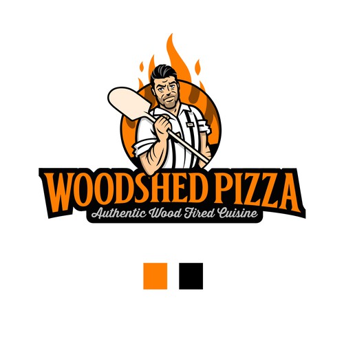 Tough logo with the title 'Woodshed Pizza Logo'