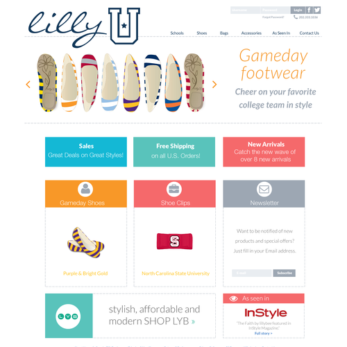 Stylish website with the title 'Web page design for lillyU'