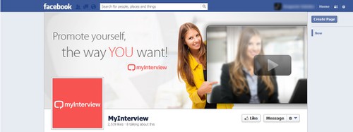 HR design with the title 'Creative out of the box design for myInterviews facebook page!'