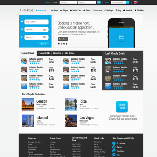 Booking website with the title 'Webpage and logo design for an hotel booking website'