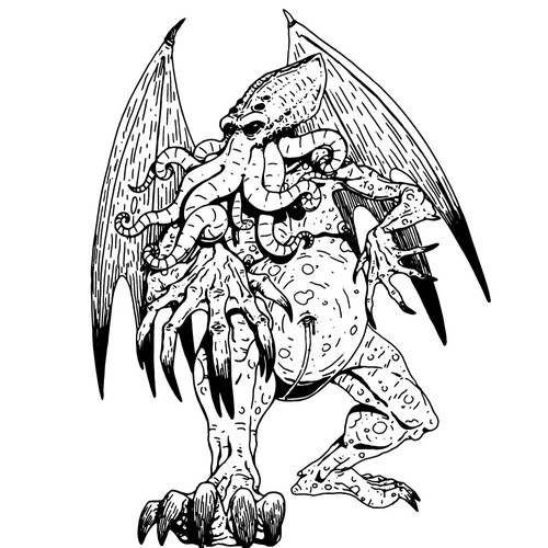 Hand illustration with the title 'Cthulhu'