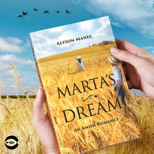 Yellow and purple design with the title 'Book cover for "Marta's Dream" by Alyson Manes'