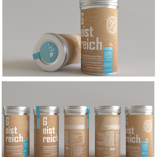 Can label with the title 'Minimalist organic supplement label design'