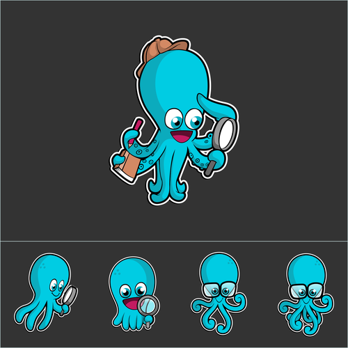 Octopus logo with the title 'Character logo concept for curioctopus'