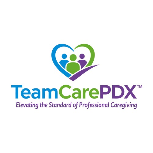 Home care logo with the title 'TeamCarePDX — Professional Caregiving & Healthcare Logo'