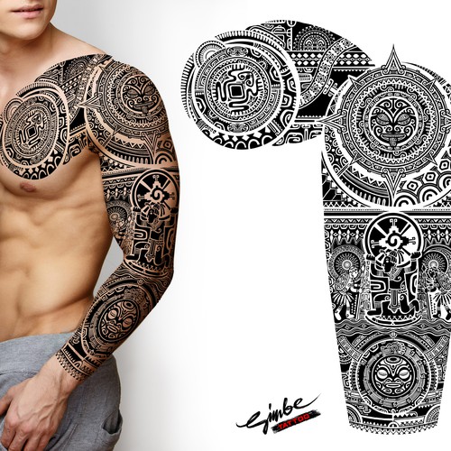 Tribal design with the title 'Aztec Tribal Tattoo'