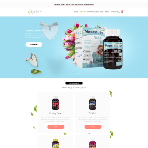 Product website with the title 'Shop '