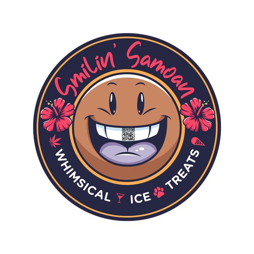 Ice cream shop design with the title 'logo for Smilin' Samoan ice bar'