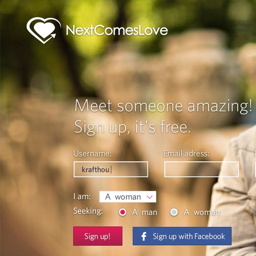 Site design with the title 'Online Dating Site - Landing Page'