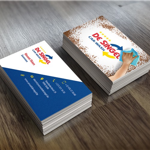Car wash design with the title 'Belgium Car Wash Business Card Concept'