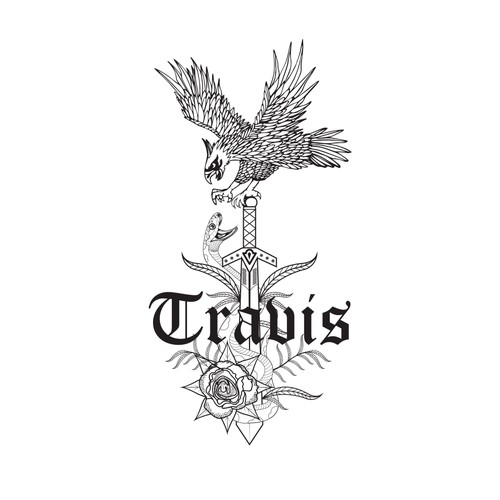 Snake illustration with the title 'Digital Tatto Travis version 2'