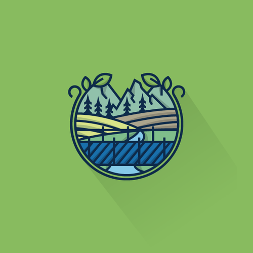 Bridge logo with the title 'Thick line logo for Blue Bridge Farm'