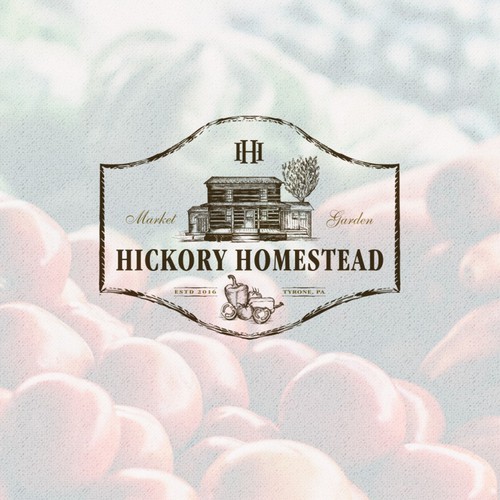 Hand-drawn design with the title 'Hickory logo design'