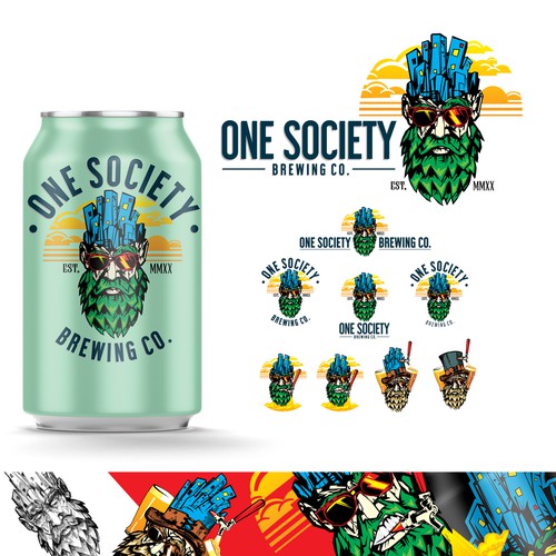 Badass design with the title 'One society brewing co.'