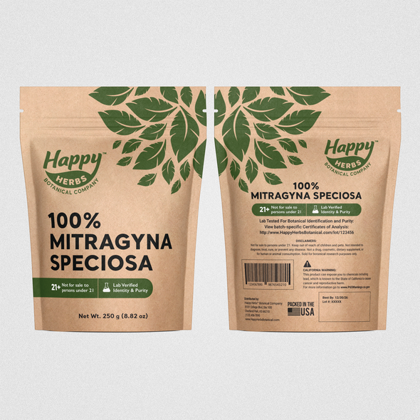 Green packaging with the title 'Stand-up Pouch (Kraft)'