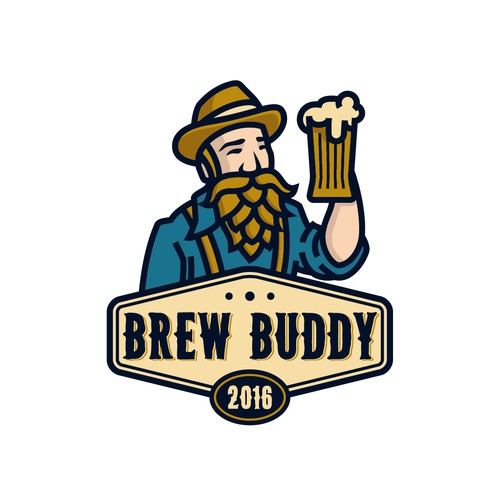 Blue and yellow logo with the title 'Logo concept for Brew Buddy'