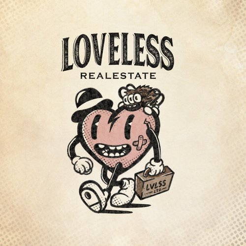 Comic logo with the title 'Loveless logo design'