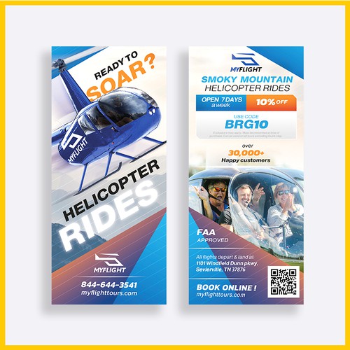 Rack card design with the title 'Rack card design for MyFlight Tours'