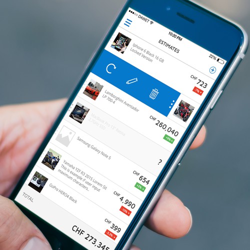 IPhone design with the title 'Price estimate IOS Apps'