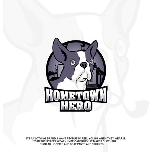 French bulldog logo with the title 'HOMETOWN HERO'