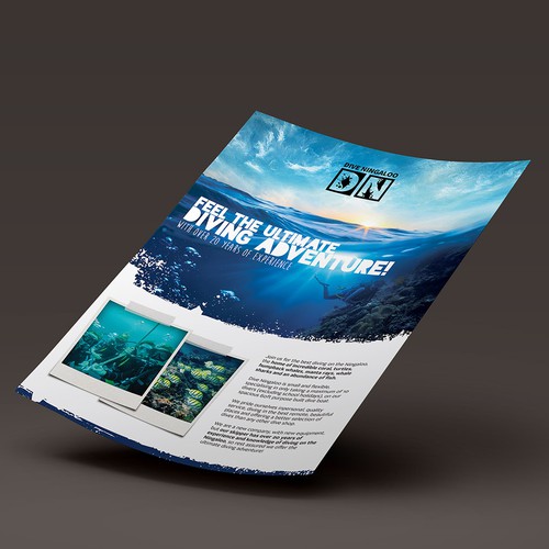Diving design with the title 'Flyer for scuba diving on the Ningaloo reef!'
